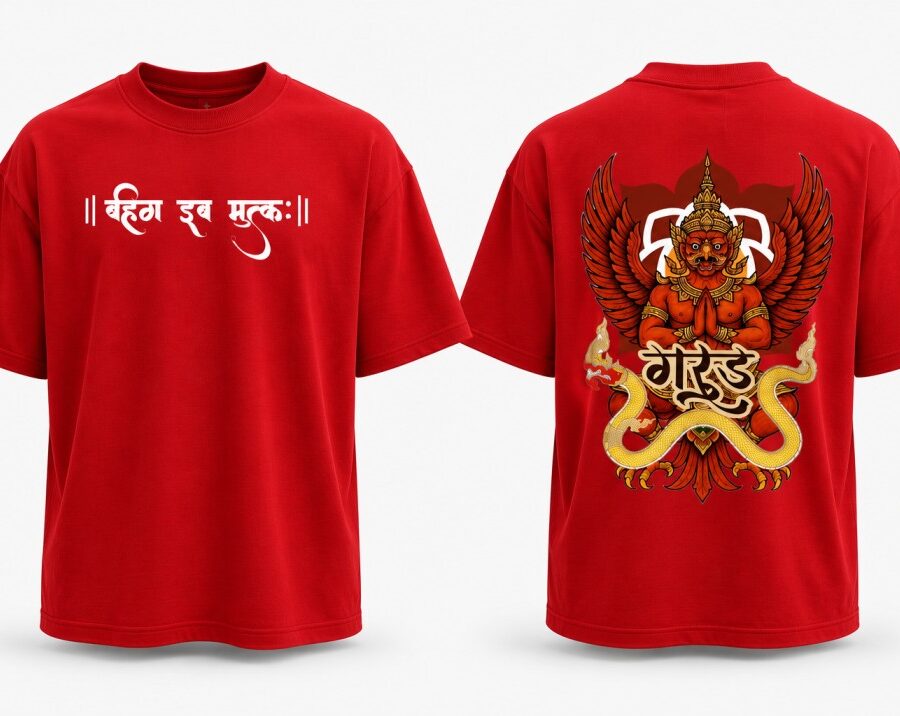 Garuda-Oversized-Premium-T-Shirt-Red