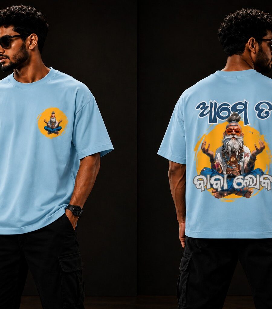 VOID THREAD Ame Ta Bana Loka Oversized Premium T-Shirt Powder Blue