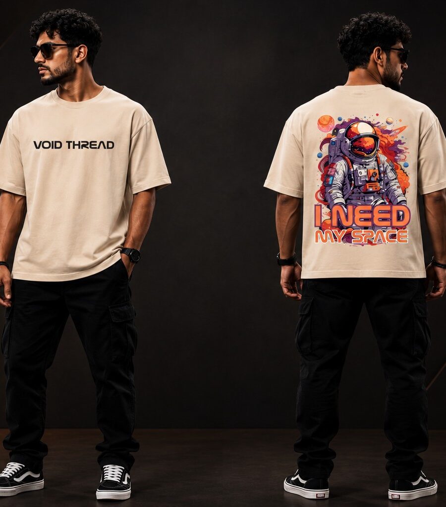 VOID THREAD Astronaut I Need My Space Oversized Premium T-Shirt Beige