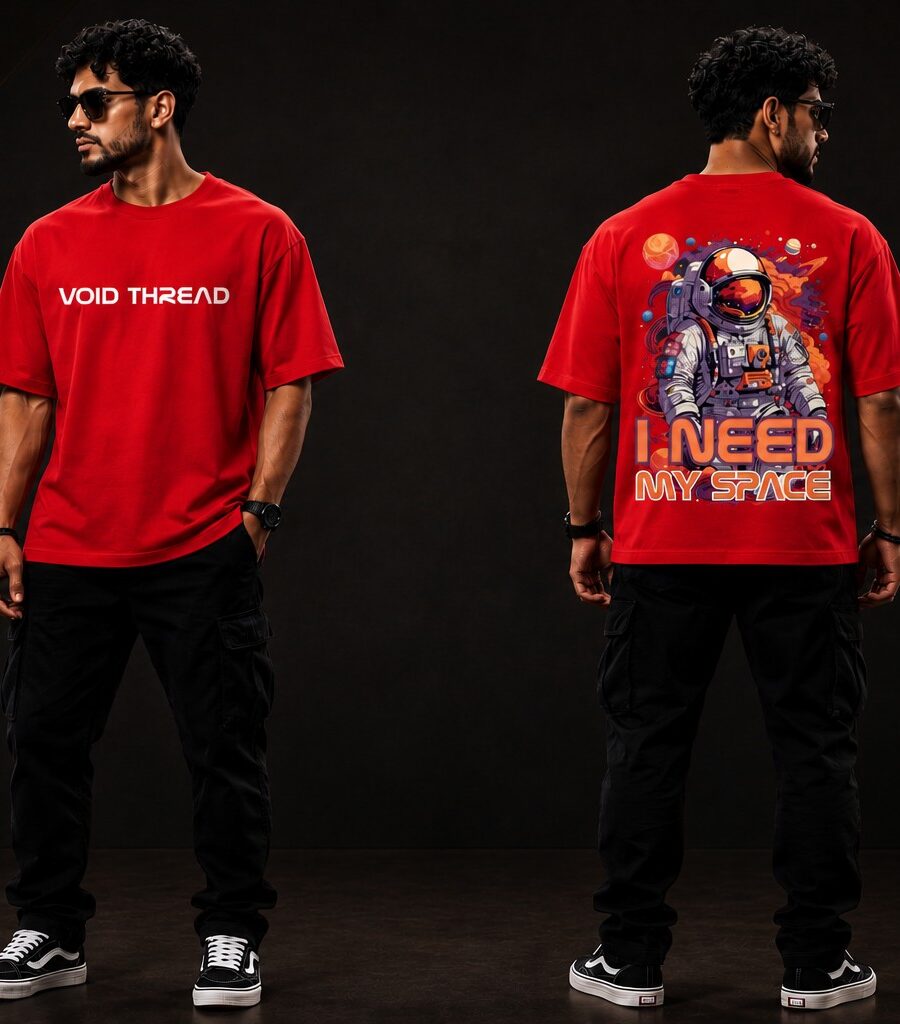 VOID THREAD Astronaut I Need My Space Oversized Premium T-Shirt Royal red