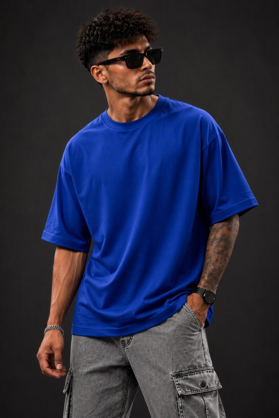 VOID THREAD Plane Oversized Premium Tee Royal Blue