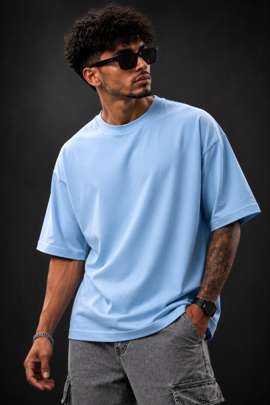 VOID THREAD Plane Oversized Premium Tee Royal Powder Blue