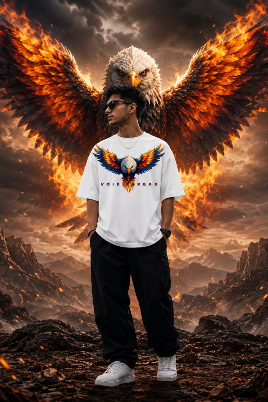 VOID THREAD Eagle Oversized Premium T-Shirt