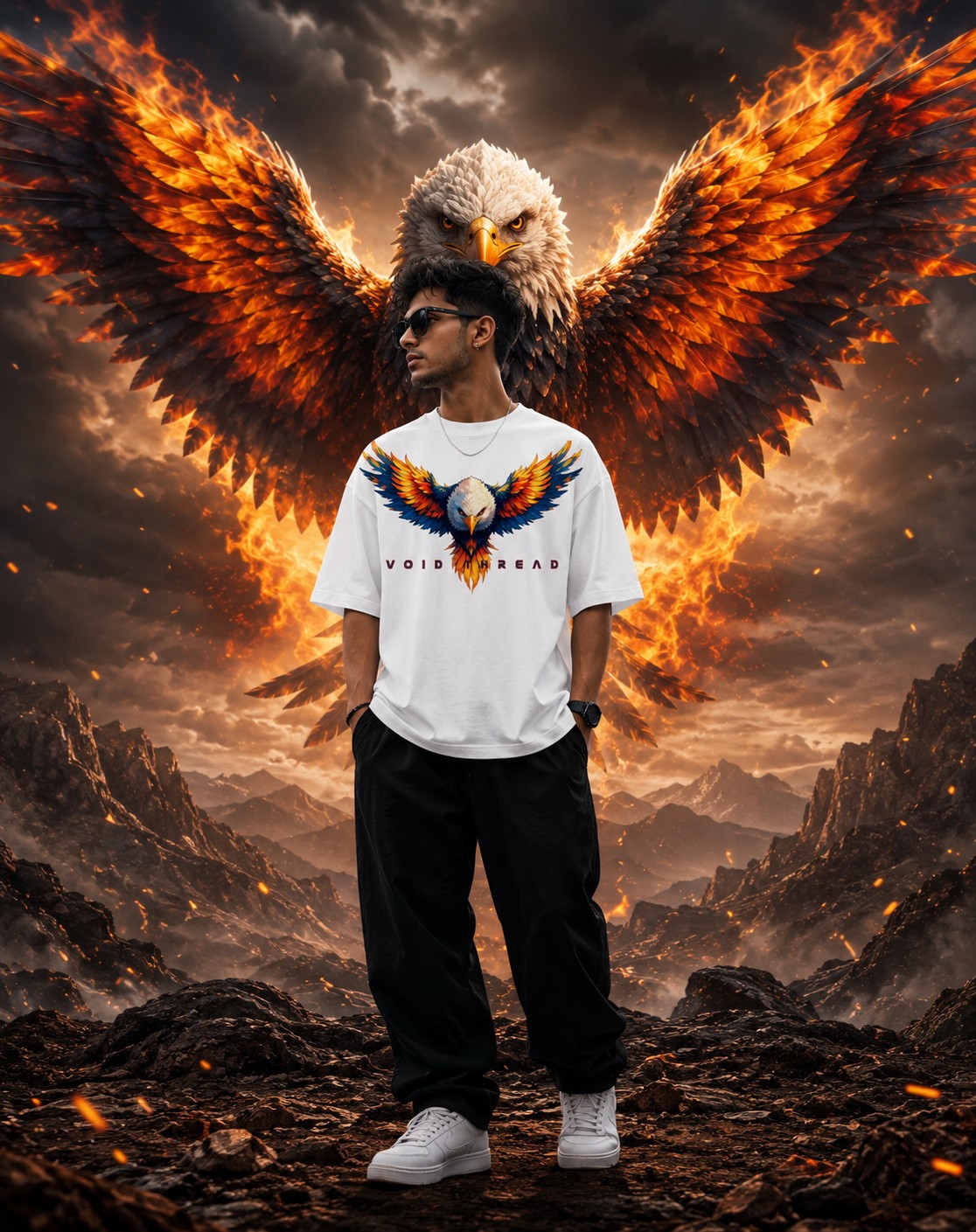 VOID THREAD Eagle Oversized Premium T-Shirt