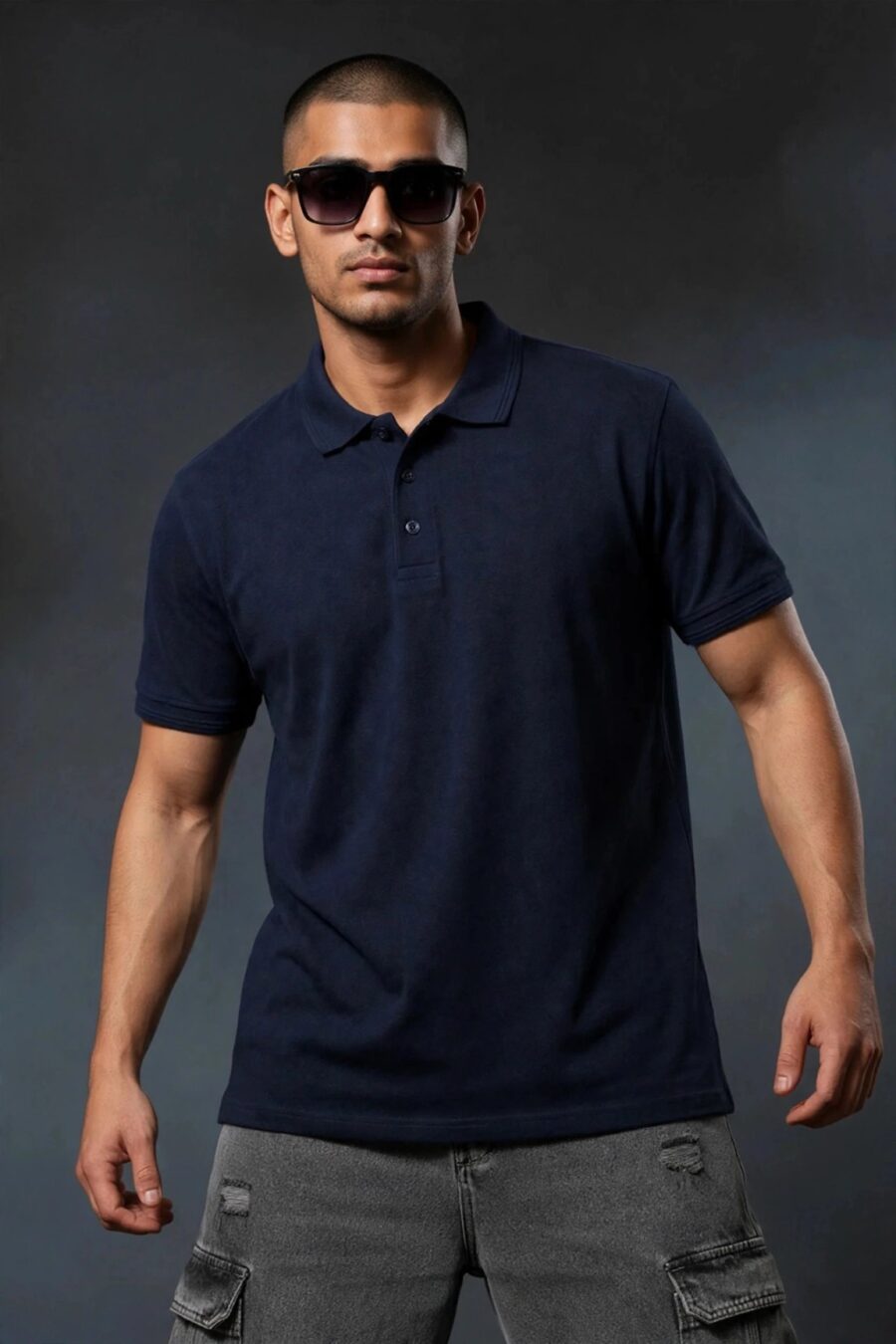 Men's Premium Cotton Polo T-Shirt Navy Blue