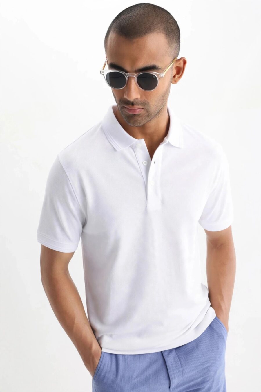 Men's Premium Cotton Polo T-Shirt White3